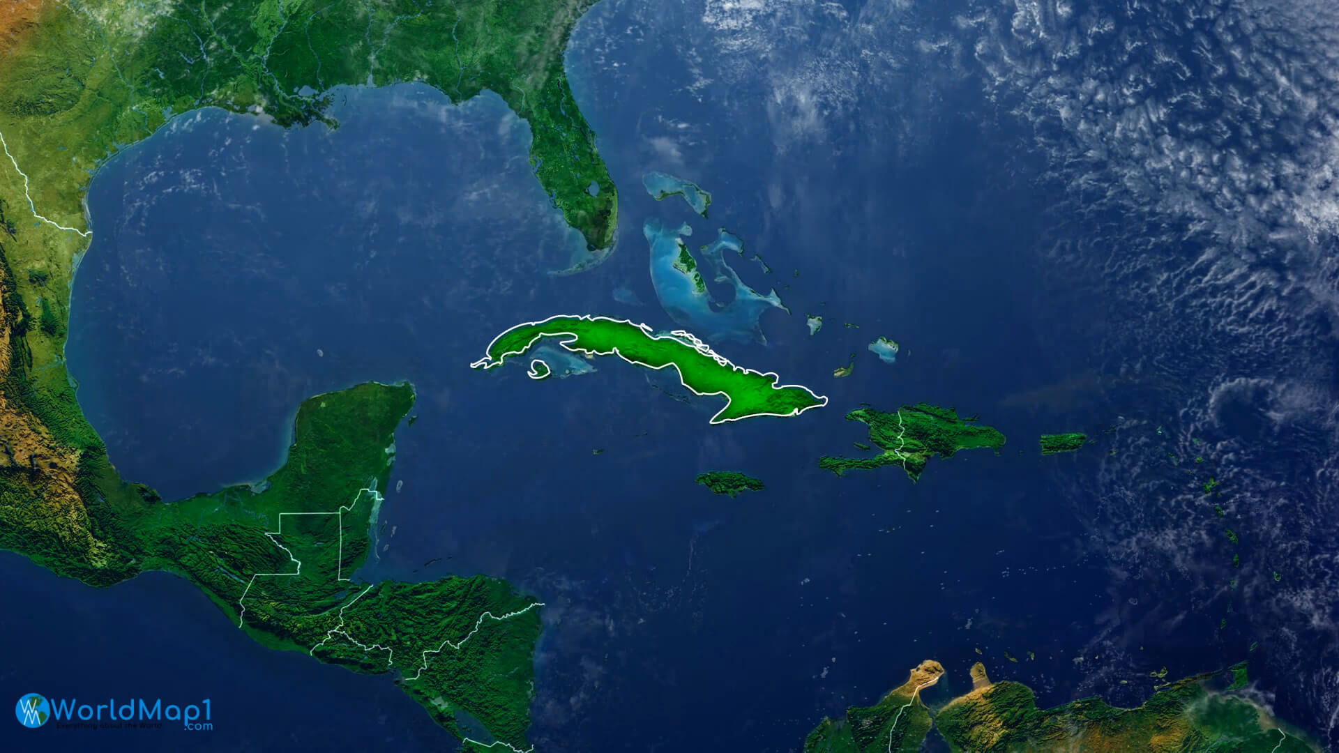 Cuba Satellite View Map